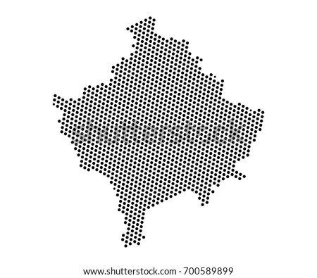 Abstract map of Kosovo dots planet, lines, global world map halftone concept. Vector illustration eps 10.