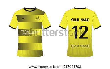 T-shirt yellow and black soccer or football template for team club on white background. Jersey sport, vector illustration eps 10.