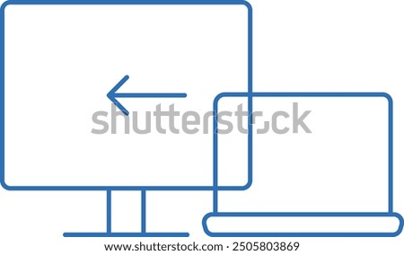 Computer monitor mirroring, editable line vector icon illustration