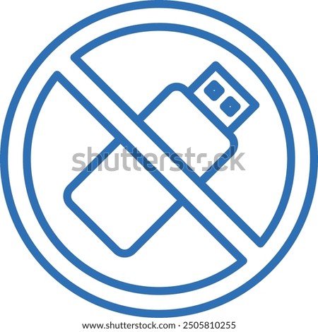 USB flash drive removal prohibition, editable line vector icon illustration