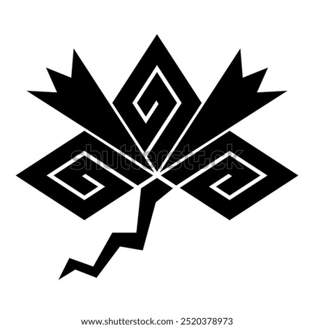 Inazuma Tsuru (Lightning Crane). A vector icon illustration of a Japanese family crest derived from the thunder motif.