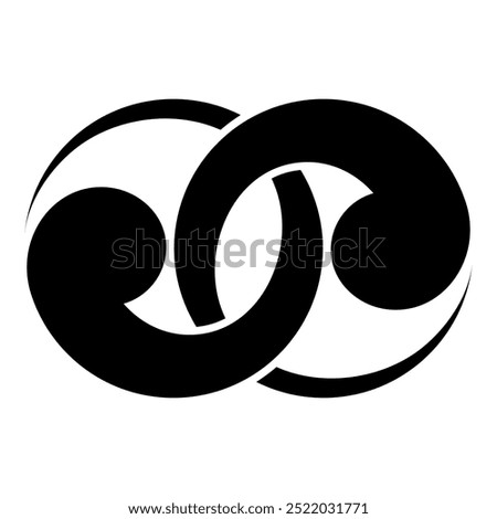 Interlocking Tomoe (Wachigai-Domoe). Japanese family crest icon vector illustration