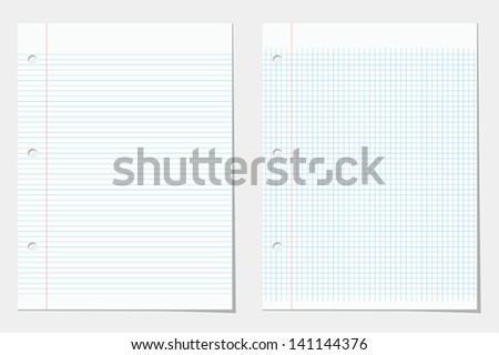 Two Lined Notebook Sheets. Vector Eps10 Illustration Of Paper ...