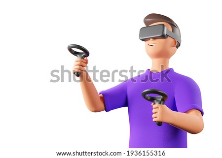 Similar – Image, Stock Photo Black man exploring virtual reality on seashore