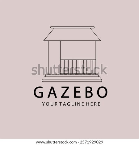 gazebo logo outline minimalist vector illustration design