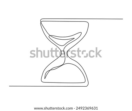 Hourglass countdown simple outline illustration. Continuous line drawing of Hourglass timer. 