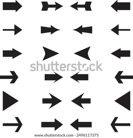 Large set of black arrow icons. Arrow symbol collection. Vector arrow collection. Arrow. Cursor. Modern simple arrows. Vector illustration.