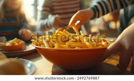 Similar – Image, Stock Photo fries French fries Ketchup