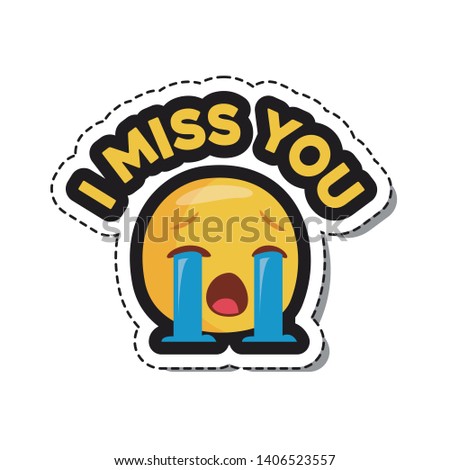 I miss you. Emoji sticker for social network.  Isolated Vector Illustration. Flat style