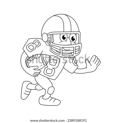 American football player. Outline style vector illustration