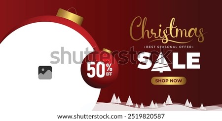 This festive Christmas sale poster features a vibrant red and white design.