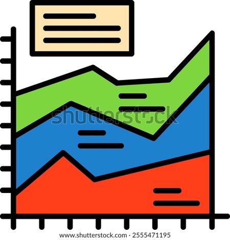 Area chart Filled Style Icon Design