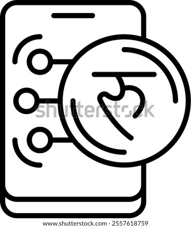 Nepalese Rupee Note Outline Style Icon Design