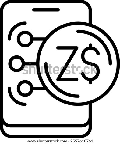 Zimbabwean Dollar Note Outline Style Icon Design