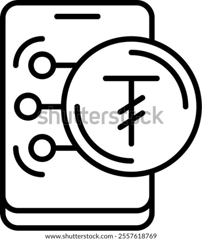 Mongolian Tugrik Note Outline Style Icon Design