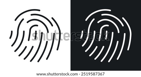 Fingerprint icon collection in black and white filled and stroke line style.