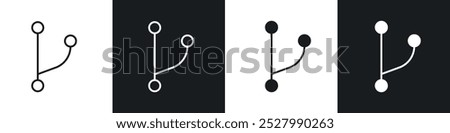 Code branch icon vector icon set black filled and outlined style.