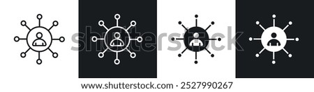 Affiliate marketing icon vector icon set black filled and outlined style.