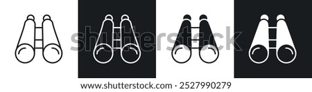 Binoculars icon vector icon set black filled and outlined style.