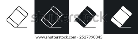 Eraser icon vector icon set black filled and outlined style.