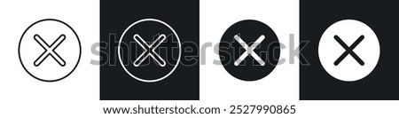 Cancel icon vector icon set black filled and outlined style.