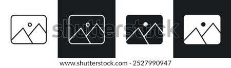 Image icon vector icon set black filled and outlined style.