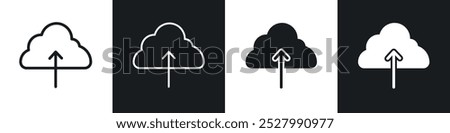 Cloud upload icon vector icon set black filled and outlined style.