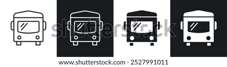 Bus icon vector icon set black filled and outlined style.