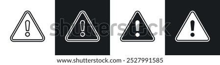 Error icon vector icon set black filled and outlined style.