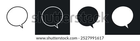 Speech bubble icon vector icon set black filled and outlined style.