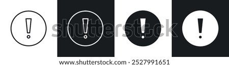 Exclamation button icon vector icon set black filled and outlined style.