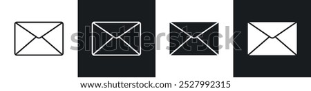 Email button icon vector icon set black filled and outlined style.