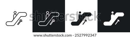 Escalator icon vector icon set black filled and outlined style.