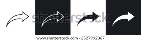 Forward icon vector icon set black filled and outlined style.