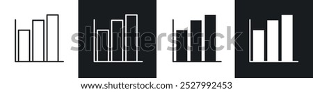 Bar chart icon vector icon set black filled and outlined style.