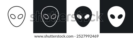 Alien icon vector icon set black filled and outlined style.