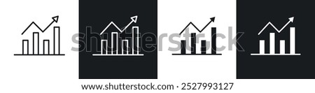 Chart icon vector icon set black filled and outlined style.