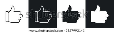 Thumb icon vector icon set black filled and outlined style.