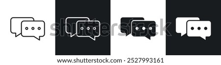 Chat icon vector icon set black filled and outlined style.