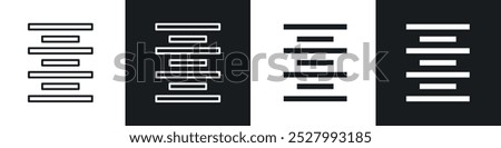 Align center icon vector icon set black filled and outlined style.