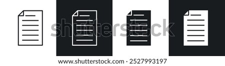 File icon vector icon set black filled and outlined style.