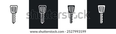 Car Key icon vector icon set black filled and outlined style.