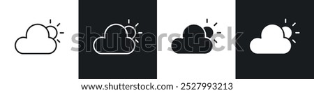 Cloudy Day icon vector icon set black filled and outlined style.