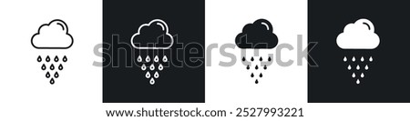 Rain icon vector icon set black filled and outlined style.