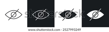 Hide icon vector icon set black filled and outlined style.