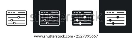 Control panel icon vector icon set black filled and outlined style.