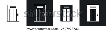 Elevator icon vector icon set black filled and outlined style.