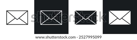 Inbox icon vector icon set black filled and outlined style.