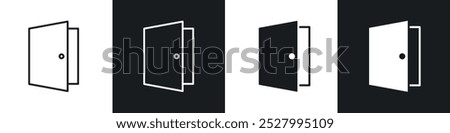 Door icon vector icon set black filled and outlined style.