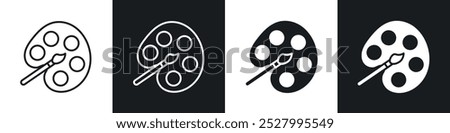 Paint icon vector icon set black filled and outlined style.